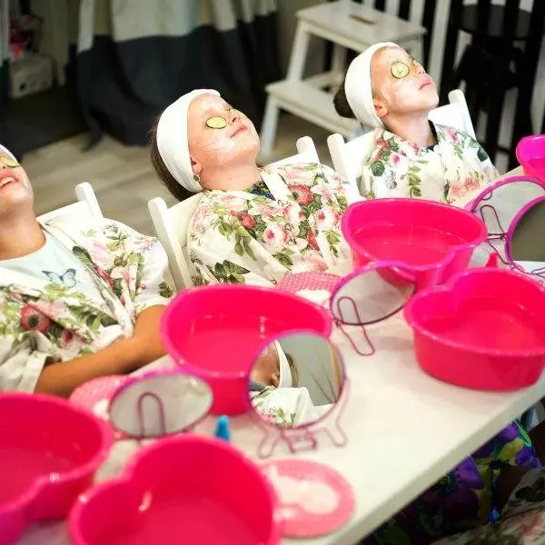 Girls enjoying the excitement of a birthday party at a children's spa